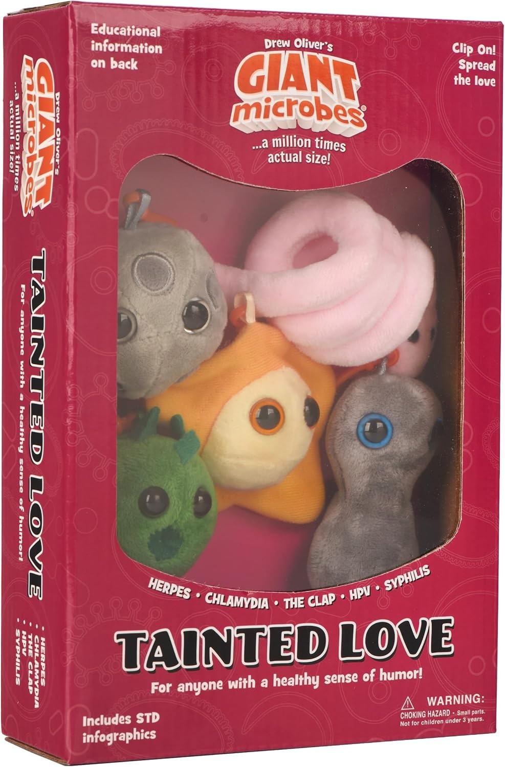 GIANTmicrobes Tainted Love box containing five mini plush microbes